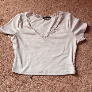 SHEIN - White Lace Crop Top